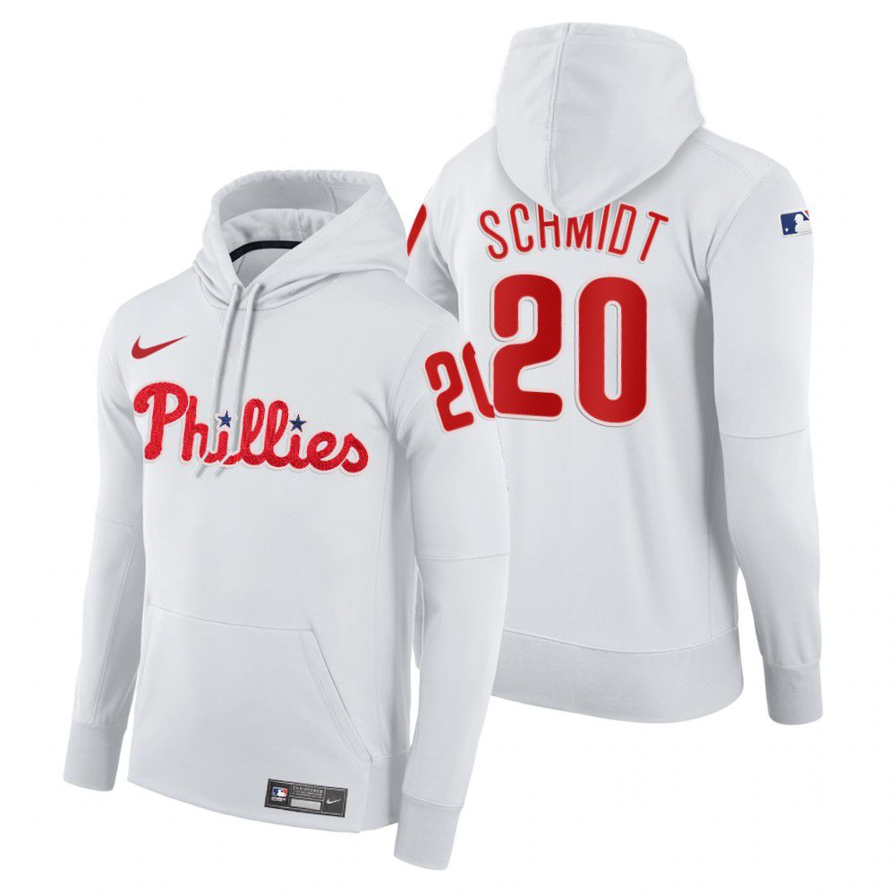 Men Philadelphia Phillies #20 Schmidt white home hoodie 2021 MLB Nike Jerseys